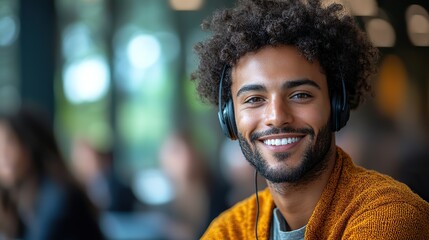 Poster - professional customer support representative with hands free headset providing expert assistance in 
