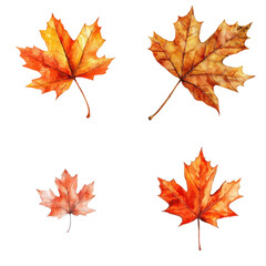 Poster - Watercolor autumn leaves nature park art display outdoor setting close-up view translate background effect