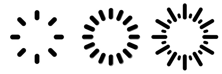 Fototapete - Loading progress icons displaying percentages zero through hundred in black design, transparent backdrop