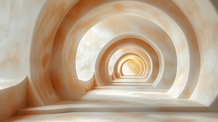 Poster - Abstract archway corridor with circular patterns and soft lighting