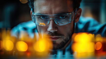 Poster - scientist in laboratory testing substances with advanced equipment for research and analysis purposes