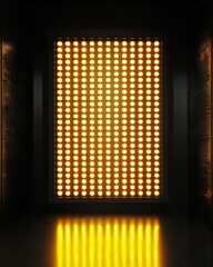Wall Mural - a rectangular led wall with yellow lights on a black background.