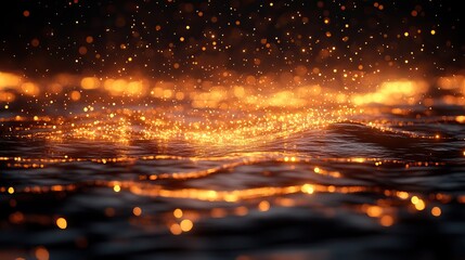 Poster - shimmering abstract gold bokeh lights on black background for luxurious and festive designs