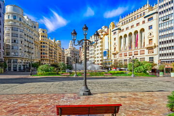 Wall Mural - Valencia. Modernisme Plaza of the City Hall .