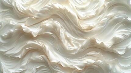 Poster - Elegant waves of cream fabric displaying soft texture and fluid motion