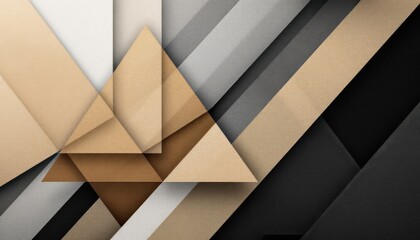 Poster - Abstract geometric composition with triangles and layers in neutral tones
