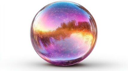 Poster - soap bubble with rainbow colors isolated on transparent background high quality png