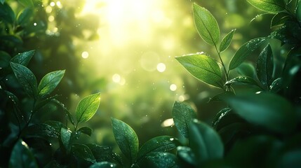 Poster - soft natural green bokeh background nature inspired design with gentle light effects and blurred foliage for a refreshing and tranquil visual experience