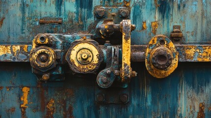 Aufkleber - Old industrial machinery left in an abandoned factory, showing signs of age and wear, capturing the industrial decay and remnants of a bygone era.