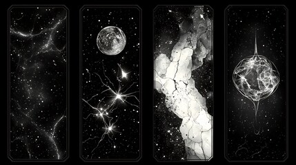 Wall Mural - Dramatic monochrome cosmic art elegantly arranged. AI Generated