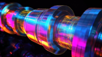 Aufkleber - Stress test results of a crankshaft and pistons using FEM, with color maps that visualize the distribution of forces in the components.