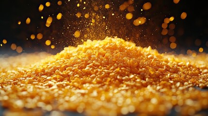 Poster - sparkling yellow glitter on a dark background a festive and elegant light effect for your design pro