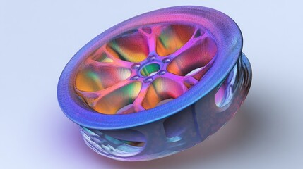 Aufkleber - Stress test simulation of a rim wheel, using FEM analysis to visualize areas of stress with a color map showing potential failure points