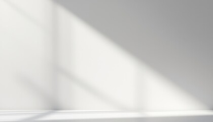 Poster - Calm minimalist interior with soft light and shadows on empty white wall