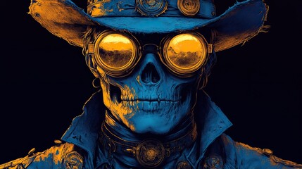 Poster - steampunk grim reaper logo with goggles and hat