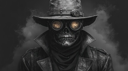 Poster - steampunk grim reaper logo with goggles and hat