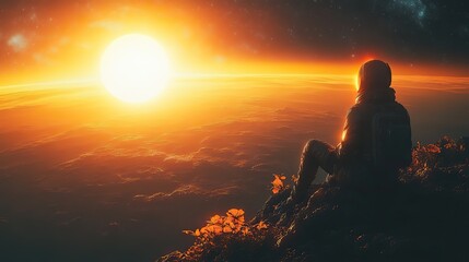 Poster - stunning 3d rendering of a vibrant planet floating in outer space with detailed surface textures and glowing atmosphere n perfect for sci fi designs futuristic projects and cosmic visualizations