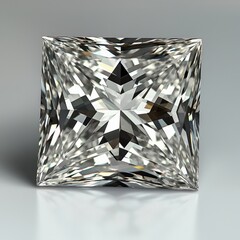 Poster - A mesmerizing close-up of a princess-cut diamond, illustrating its flawless clarity and light reflection, perfect for high-end jewelry designs and luxurious presentations.