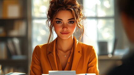 Poster - successful businesswoman leading a meeting with confidence