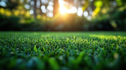 Poster - sunny abstract green nature background with blur park and bokeh light ideal for spring and summer garden designs and serene outdoor illustrations