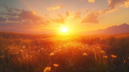 Poster - sunset over the field captivating 4k time lapse majestic sunrise sunset landscape with stunning nature s light and rolling colorful clouds generative ai