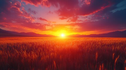 Poster - sunset over the field captivating 4k time lapse majestic sunrise sunset landscape with stunning nature s light and rolling colorful clouds generative ai