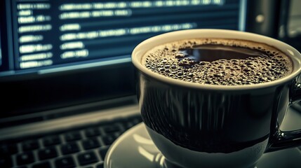Coffee break, coding, laptop, office, night, dark, screen, caffeine, work, program