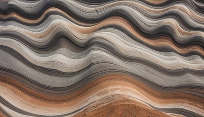Poster - Abstract Earth Tones Texture. Wavy Lines in Gray, Beige, Brown Hues. Geological Formations Suggest Depth. Intriguing, Landscape-Like Scene Evokes Natural Patterns. Serene Abstract Art.