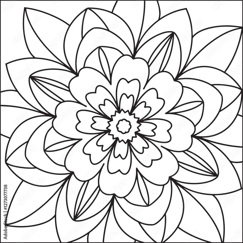 Simple Mandala flower for coloring page Stock Vector | Adobe Stock, image size:1000x1000