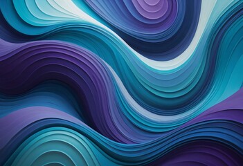 Aufkleber - Abstract Blue Waves. Fluid Layers Create Depth. Smooth Undulating Shapes. Teal and Purple Hues. Tranquil and Harmonious Design. Calming Fluidity. Movement and Flow... Perfect for Backgrounds.