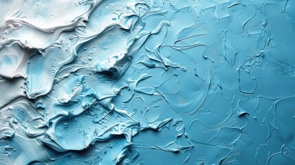 Poster - Abstract textured blue and white paint swirls