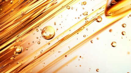 Aufkleber - Abstract golden fluid texture with bubbles and shimmering lights