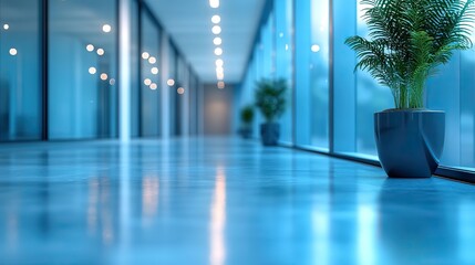 Poster - vibrant blurred abstract office background with modern spacious light filled business ambiance