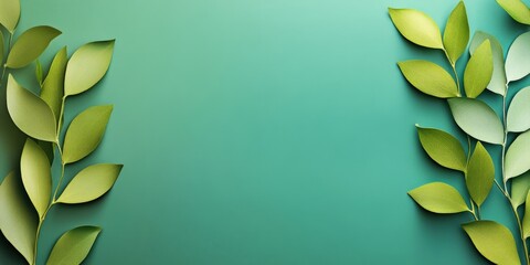 Aufkleber - Green Leaves on a Soft Gradient Background for Creative Designs