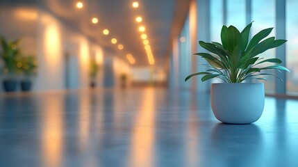 Poster - vibrant blurred abstract office background with modern spacious light filled business ambiance