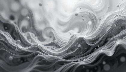 Poster - Abstract swirling monochrome waves with floating particles in dynamic motion