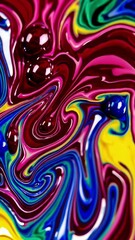 Poster - Vibrant liquid colors mixing to create dynamic abstract patterns in motion