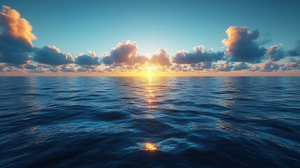 Poster - vibrant sunrise seascape abstract coastal wallpaper with blue sky and sea