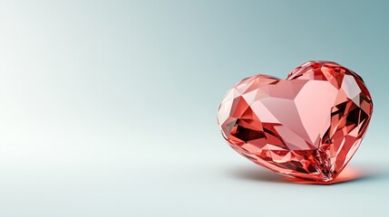 Poster - Heart-Shaped Gemstone with Facets Reflecting Light on Soft Background