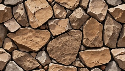Poster - Natural Stone Texture. Earthy Brown and Gray Stones with Varied Shapes. A Rugged Stone Wall Background... Providing Depth and Organic Appeal. Perfect for Designers and Artisans.