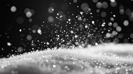 Poster - winterrs whisper ethereal white snowflakes bokeh effect against the serene blackness of night