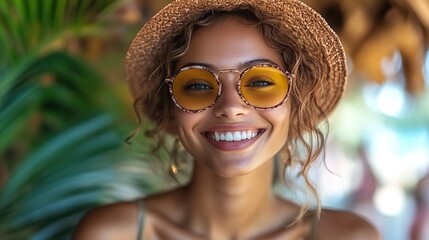 Poster - women enjoying summer shopping with credit card in hand smiling and browsing stores outdoors