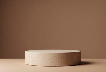Poster - Empty brown stone podium, Cosmetic display stand on brown background. 3D rendering