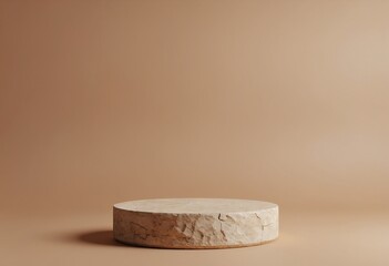 Poster - Empty brown stone podium, Cosmetic display stand on brown background. 3D rendering