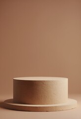 Poster - Empty brown stone podium, Cosmetic display stand on brown background. 3D rendering