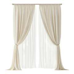 Poster - Elegant White Sheer Curtains Draped Gracefully in a Bright Room for Fresh and Airy Atmosphere