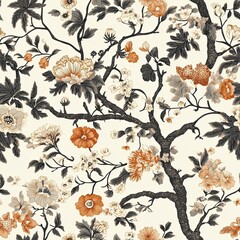 Poster - Botanical Toile Design Intricate Floral and Leaf Seamless Pattern for Fashion Home Decor and Branding
