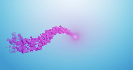 Poster - image of purple trail moving on blue background