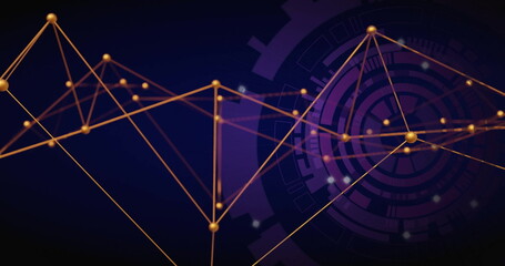 Wall Mural - image of scope scanning over connections on black background