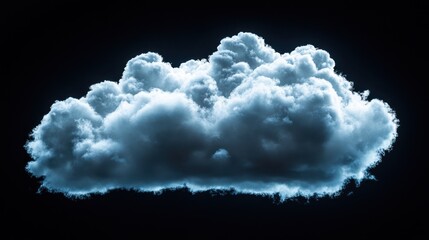 Poster - Illuminated cumulus cloud, night sky, digital render, data storage